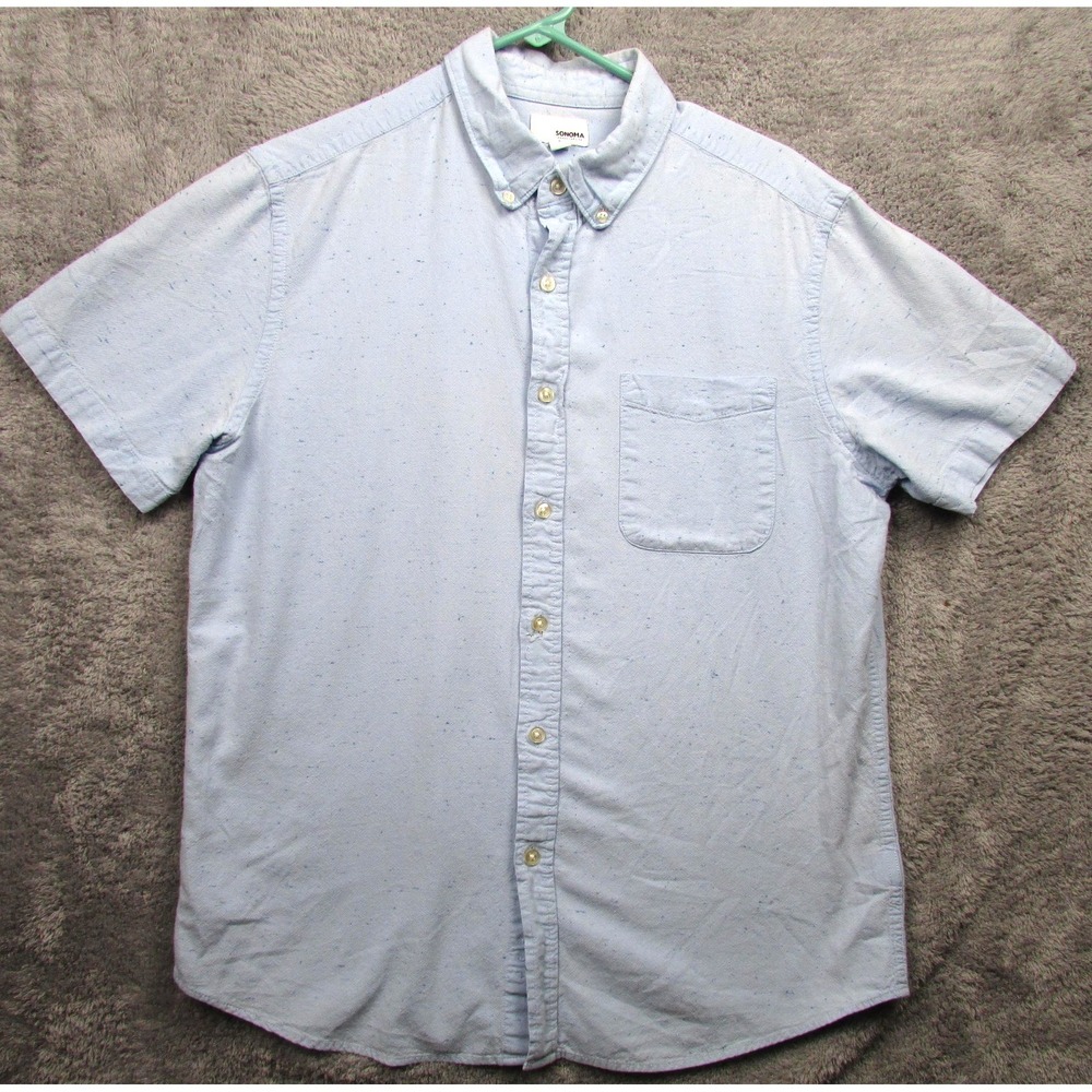Sonoma‎ Goods For Life Shirt Mens Large Blue Short Sleeve Button Down Pocket